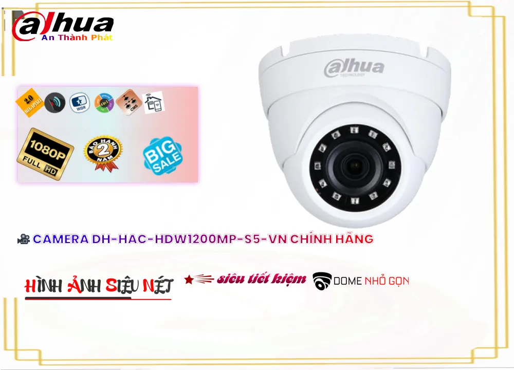 Camera Dahua DH-HAC-HDW1200MP-S5-VN,Giá DH-HAC-HDW1200MP-S5-VN,phân phối