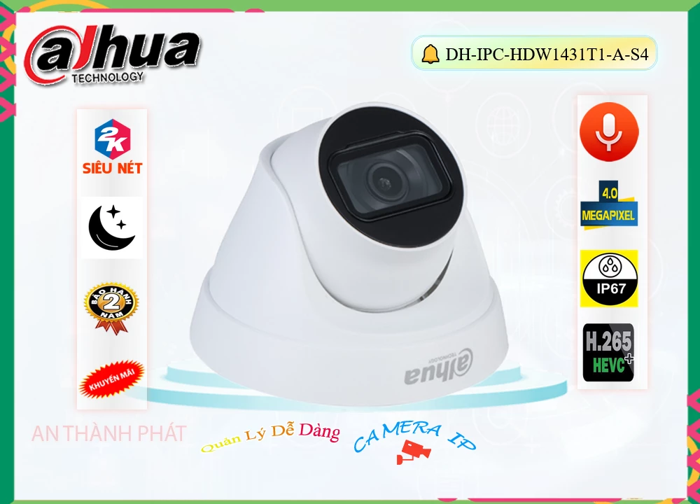 Camera Dahua DH-IPC-HDW1431T1-A-S4,Giá DH-IPC-HDW1431T1-A-S4,DH-IPC-HDW1431T1-A-S4 Giá Khuyến Mãi,bán