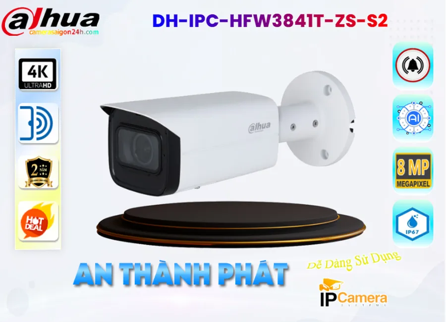 Camera IP Dahua Thân DH,IPC,HFW3841T,ZS,S2,DH IPC HFW3841T ZS S2,Giá Bán DH,IPC,HFW3841T,ZS,S2 sắc nét Dahua