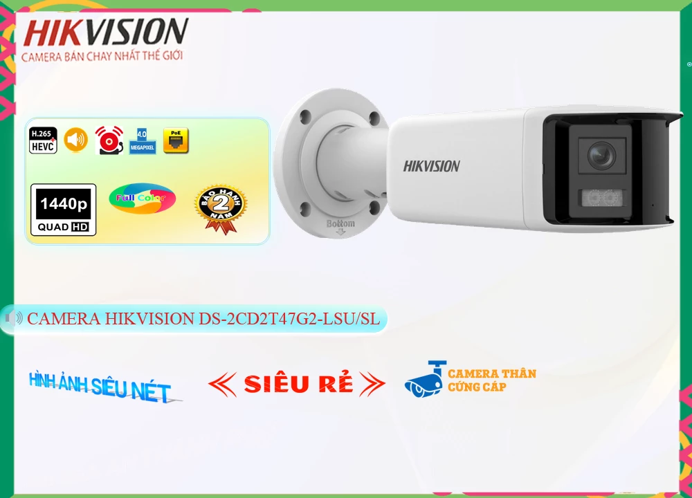 Camera Báo Động Hikvision DS-2CD2T47G2-LSU/SL,thông số DS-2CD2T47G2-LSU/SL, Ip POE Sắc Nét DS-2CD2T47G2-LSU/SL Giá