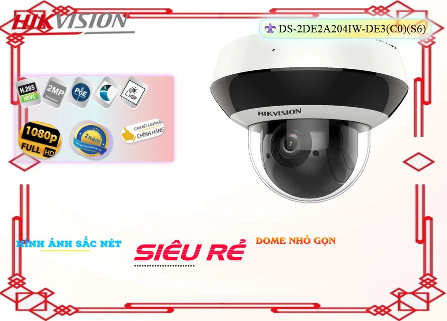 Camera Hikvision DS-2DE2A204IW-DE3(C0)(S6),DS-2DE2A204IW-DE3(C0)(S6) Giá rẻ,DS 2DE2A204IW DE3(C0)(S6),Chất Lượng