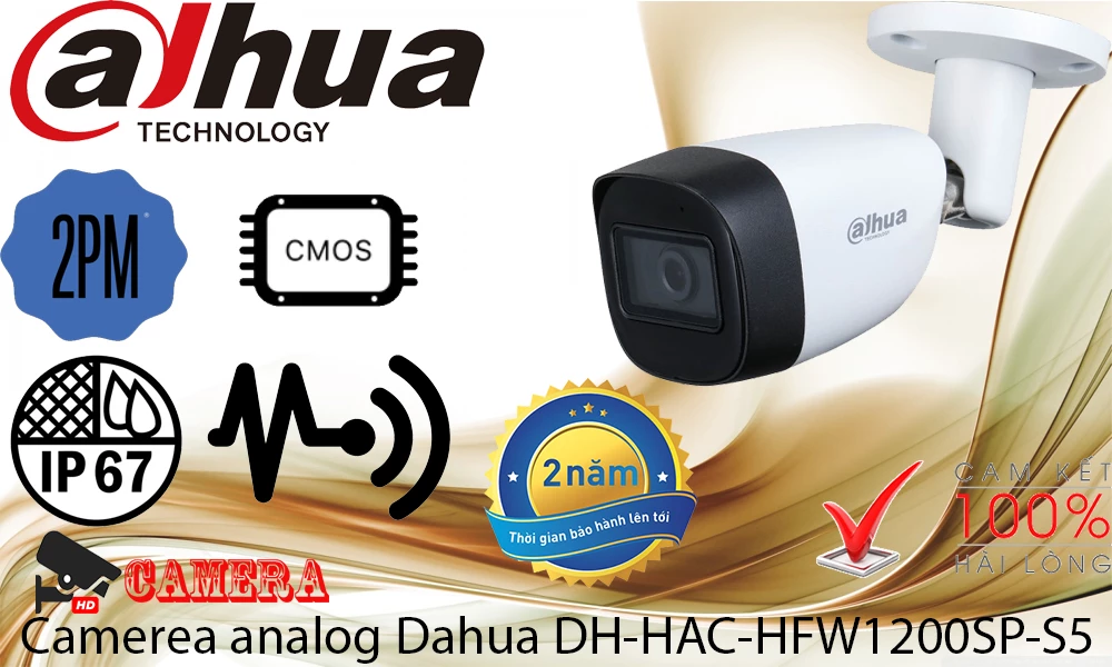 Camera thế hệ S5 hỗ trợ HDCVI/HDTVI/AHD/ANALOG, tích hợp OSD, Độ phân giải 2Megapixel cảm biến CMOS kích thước 1/2.7″, 30fps@1080P