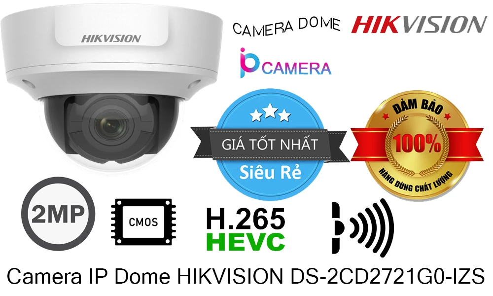 Camera IP Hikvision DS-2CD2721G0-IZS 2.0MP, DWDR, hồng ngoại 30m