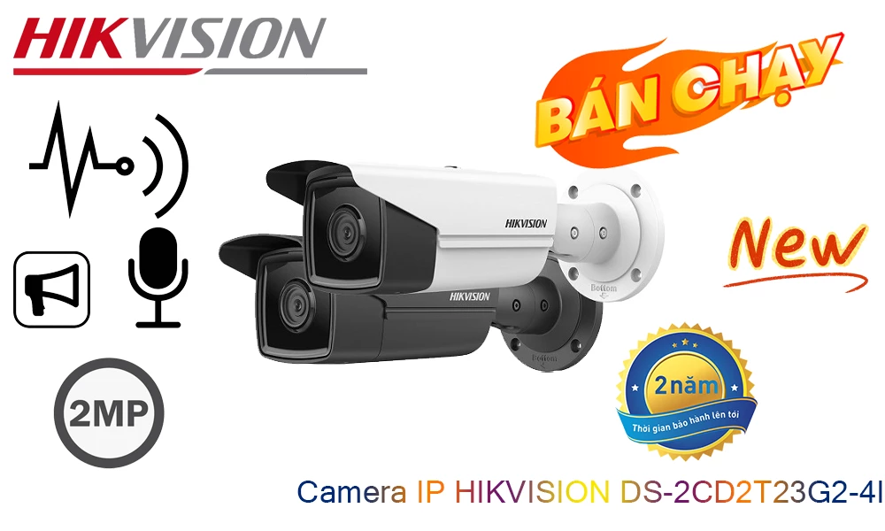 Camera IP thân trụ hồng ngoại 2MP HIKVISION DS-2CD2T23G2-4I chính hãng
