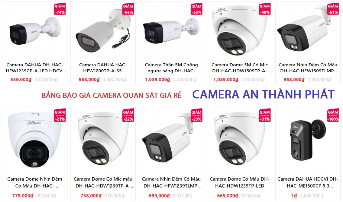 Bảng báo giá camera Quan Sát Dahua
