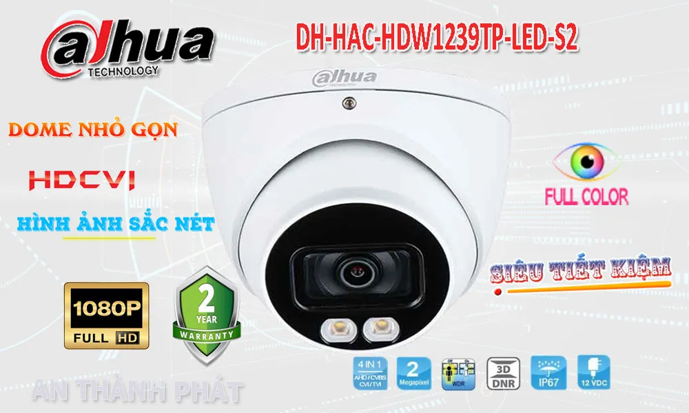 DH-HAC-HDW1239TP-LED-S2 camera dahua có màu ban đêm lắp trong nhà