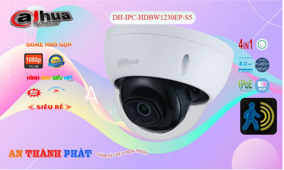 Camera An Ninh  Dahua DH-IPC-HDBW1230EP-S5 Thiết kế Đẹp
