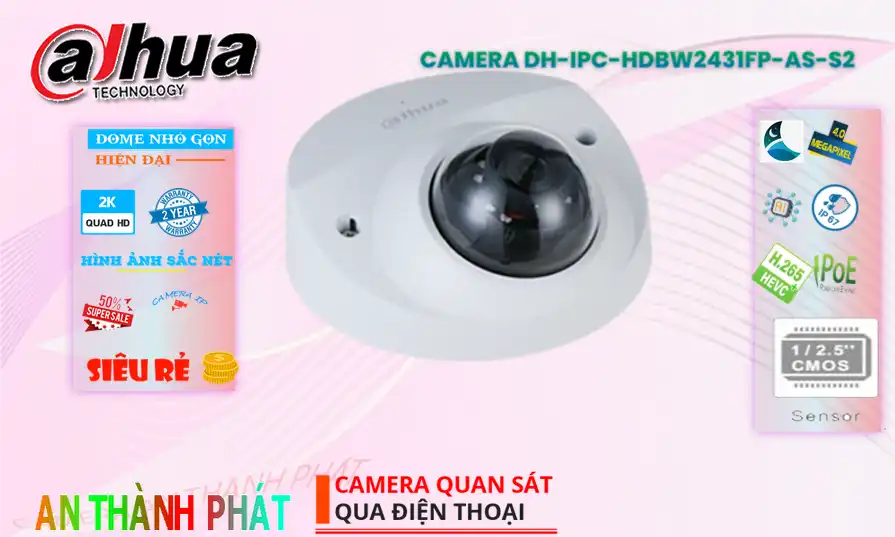 DH-IPC-HDBW2431FP-AS-S2 sắc nét Dahua DH-IPC-HDBW2431FP-AS-S2 sắc nét Dahua