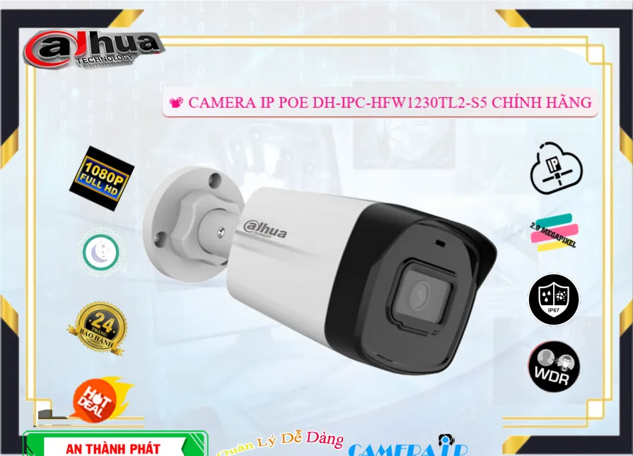 DH-IPC-HFW1230TL2-S5 IP Công nghệ nỗi bật Nguồn giao động 10% :12V siệu tiết kiệm Dahua đang khuyến mãi DH-IPC-HFW1230TL2-S5 IP Công nghệ nỗi bật Nguồn giao động 10% :12V siệu tiết kiệm Dahua đang khuyến mãi