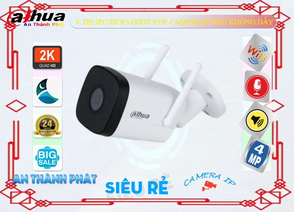 Camera Dahua Sắc Nét DH-IPC-HFW1430DT-STW,Giá DH-IPC-HFW1430DT-STW,phân phối