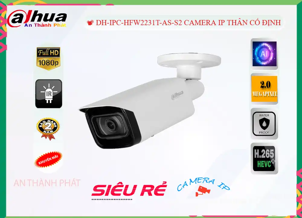 Camera Dahua DH-IPC-HFW2231T-AS-S2,DH-IPC-HFW2231T-AS-S2 Giá rẻ,DH-IPC-HFW2231T-AS-S2 Giá Thấp Nhất,Chất Lượng