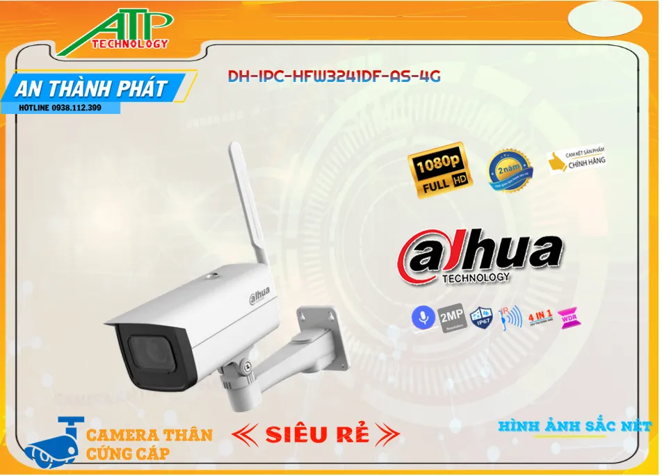 Camera Dahua DH-IPC-HFW3241DF-AS-4G,DH-IPC-HFW3241DF-AS-4G Giá Khuyến Mãi,DH-IPC-HFW3241DF-AS-4G Giá