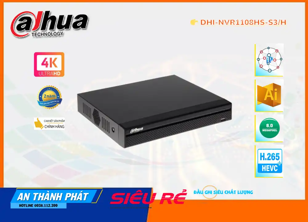 DHI-NVR1108HS-S3/H sắc nét Dahua DHI-NVR1108HS-S3/H sắc nét Dahua