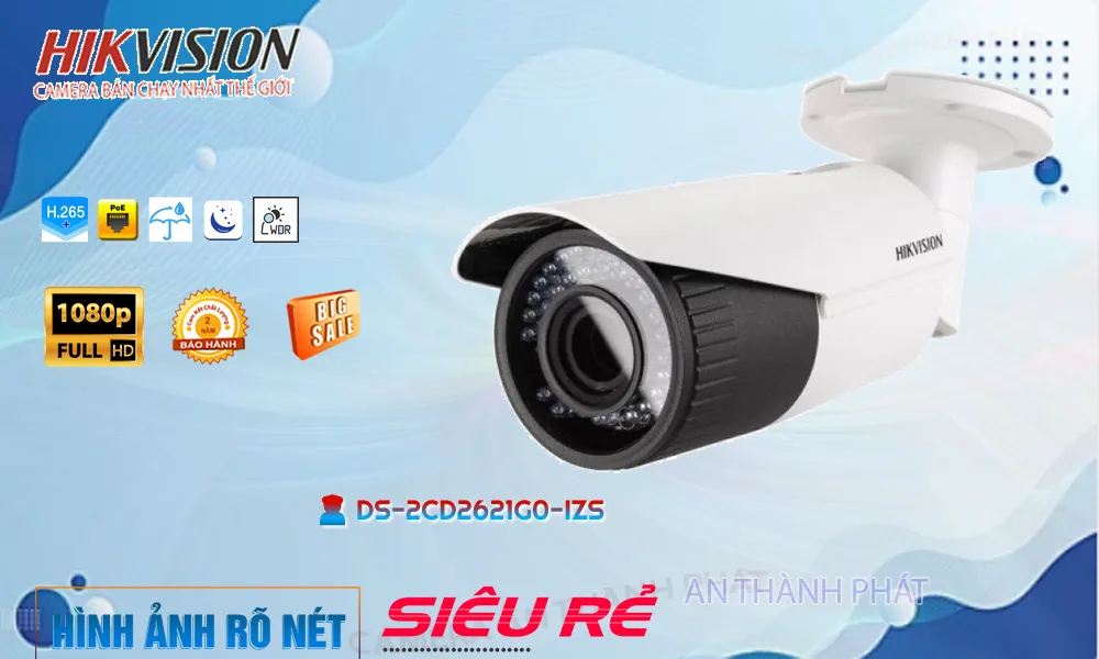 Camera An Ninh  Hikvision DS-2CD2621G0-IZS Thiết kế Đẹp ۞