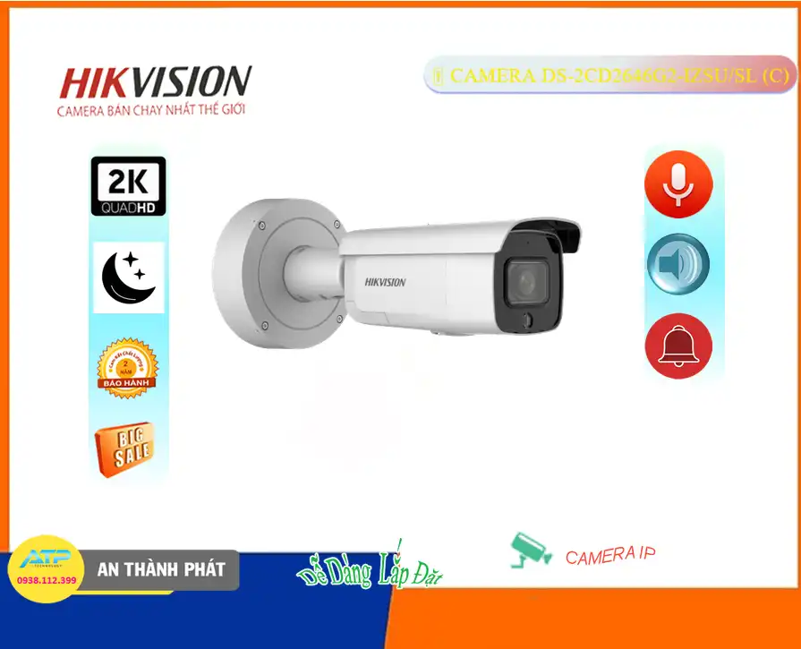 Camera Hikvision DS-2CD2646G2-IZSU/SL(C),DS 2CD2646G2 IZSU/SL(C),Giá Bán