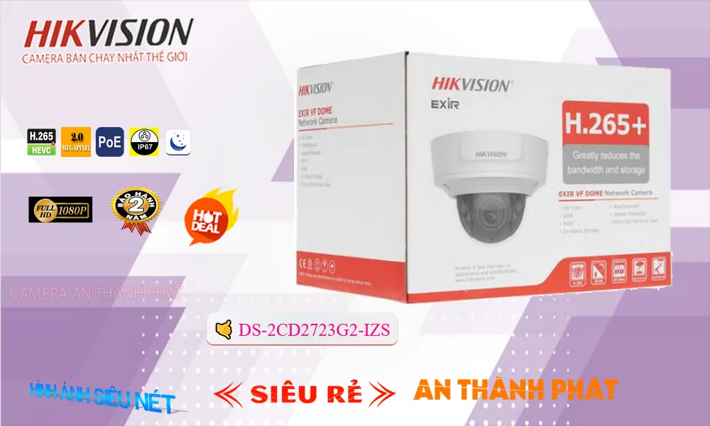 Camera  Hikvision DS-2CD2723G2-IZS Sắc Nét ❂