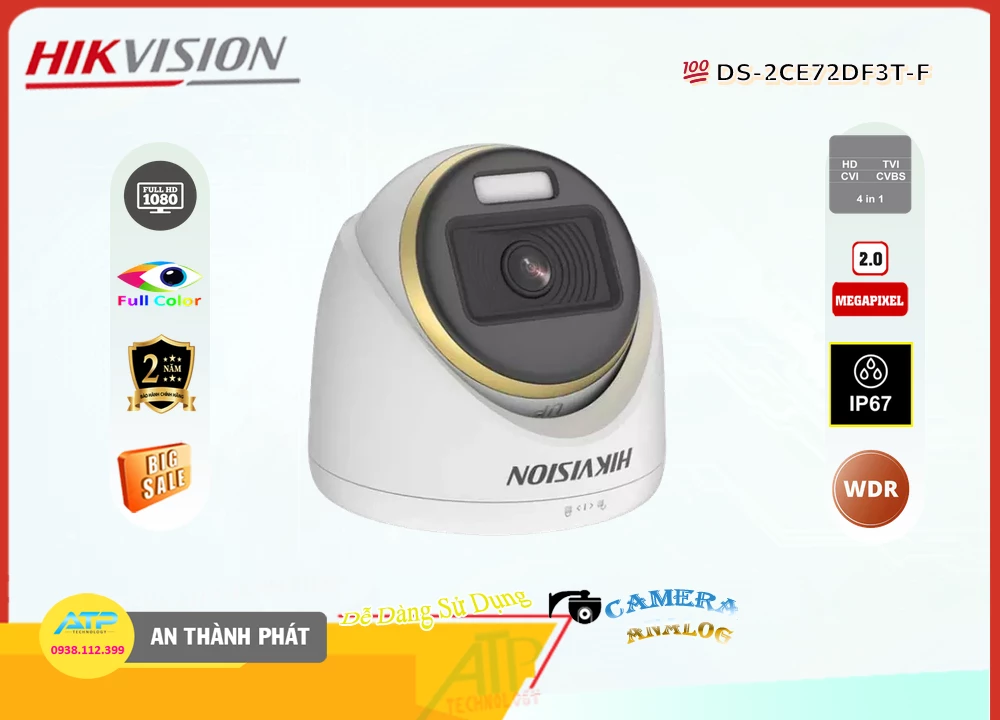Camera Full Color Hikvision DS-2CE72DF3T-F,DS-2CE72DF3T-F Giá rẻ,DS 2CE72DF3T F,Chất Lượng DS-2CE72DF3T-F,thông số