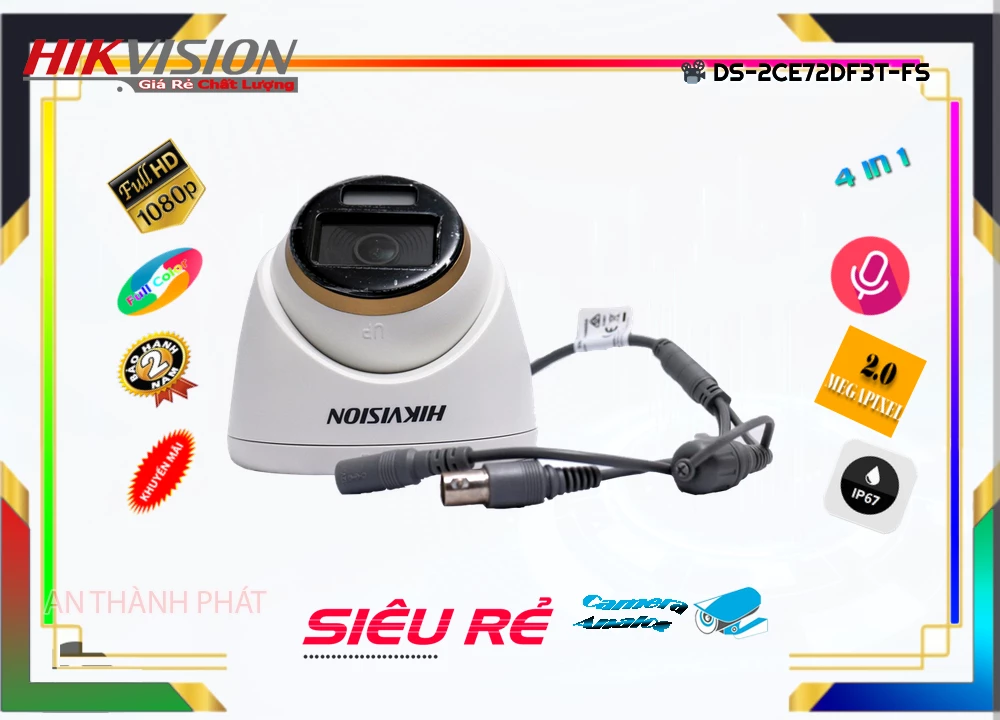 Camera Full Color Hikvision DS-2CE72DF3T-FS,DS-2CE72DF3T-FS Giá Khuyến Mãi,DS-2CE72DF3T-FS Giá rẻ,DS-2CE72DF3T-FS Công