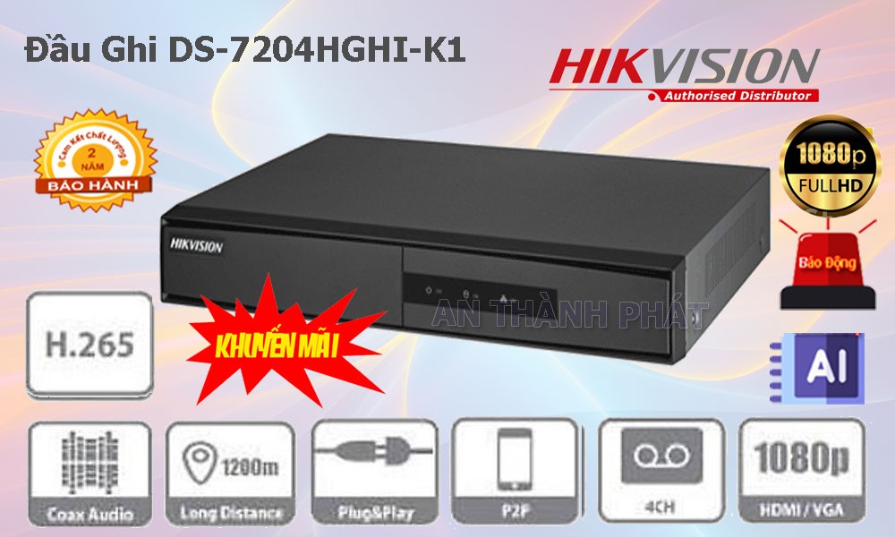 Đầu ghi hình camera hikvision  DS-7204HGHI-K1