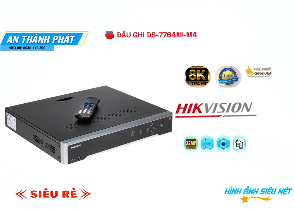 Đầu Thu KTS  Hikvision DS-7764NI-M4 Công Nghệ Mới ✅