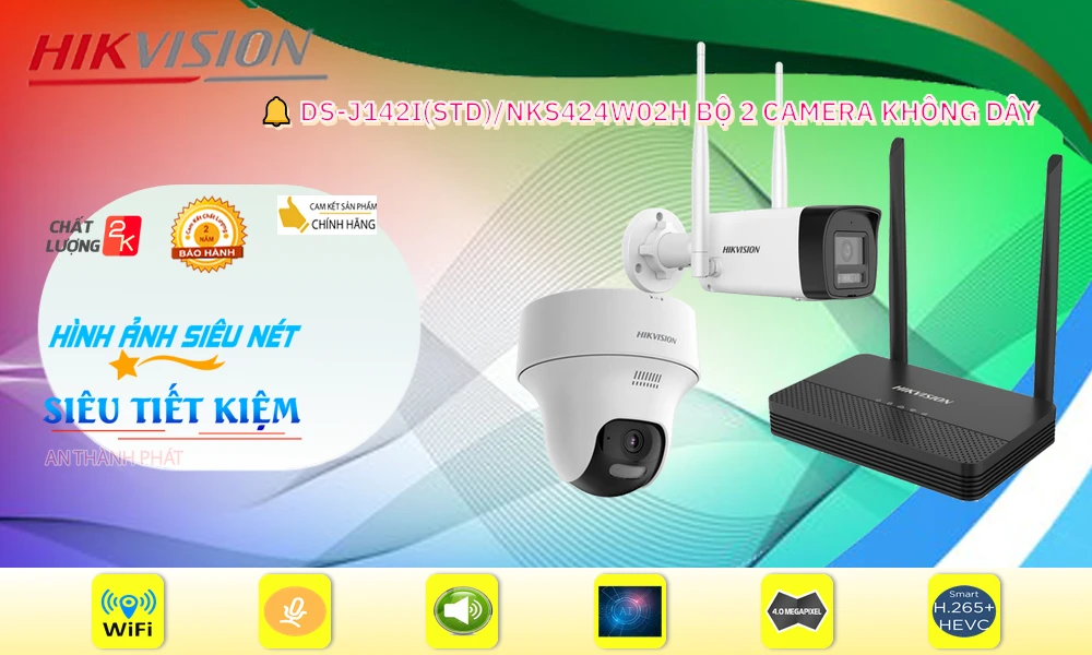 Không Dây Chức năng chuyên dụng Cảm biến chuyển động chống trộm DS-J142I(STD)/NKS424W02H sắc nét Hikvision 👍