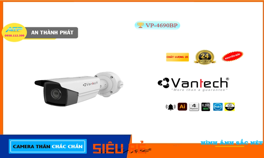 Camera An Ninh VanTech VP-4690BP Giá rẻ,Giá VP-4690BP,VP-4690BP Giá Khuyến Mãi,bán VP-4690BP, Cấp Nguồ Qua Dây Mạng