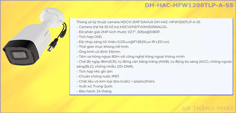 Camera dahua DH HAC HFW1200TLP A S5